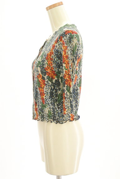 Lois CRAYON（ロイスクレヨン）の古着「花柄コンパクト７分袖カーディガン（カーディガン・ボレロ）」大画像３へ