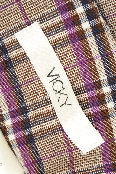 VICKY（ビッキー）の古着「ラップ風チェック柄タイトスカート（ロングスカート・マキシスカート）」大画像６へ