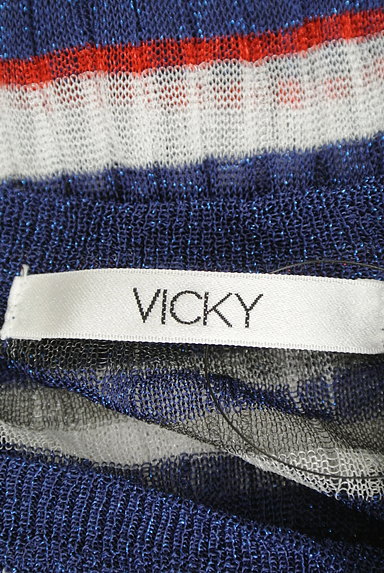 VICKY（ビッキー）の古着「ラメボーダー５分袖シアーニット（ニット）」大画像６へ