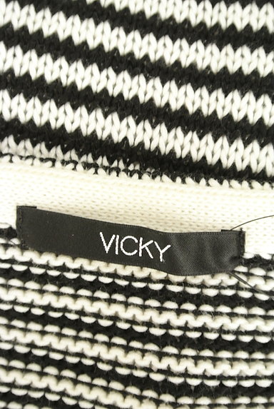 VICKY（ビッキー）の古着「モノトーンボーダーカーディガン（カーディガン・ボレロ）」大画像６へ