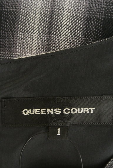 QUEENS COURT（クイーンズコート）の古着「ベロアラインチェック柄七分袖ワンピ（ワンピース・チュニック）」大画像６へ