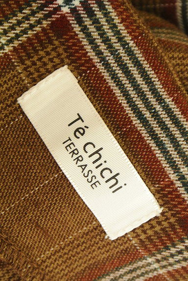 Te chichi（テチチ）の古着「チェック柄ストラップ付起毛ワイドパンツ（オーバーオール・サロペット）」大画像６へ