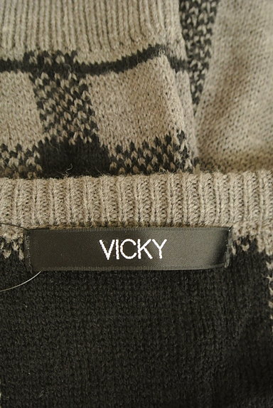 VICKY（ビッキー）の古着「チェック柄ドルマンロングニット（ニット）」大画像６へ