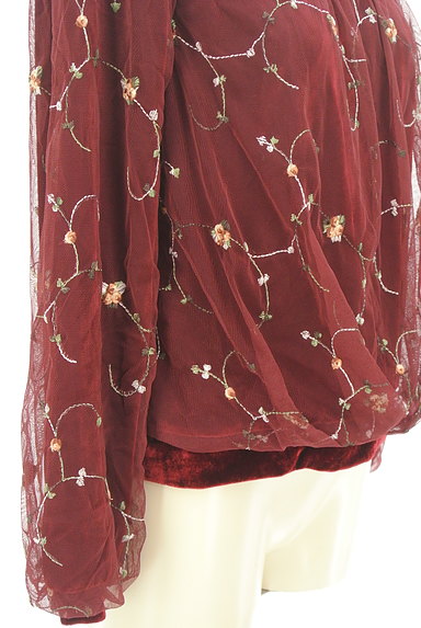 axes femme（アクシーズファム）の古着「花柄刺繍チュール＋ベロアカットソー（カットソー・プルオーバー）」大画像５へ