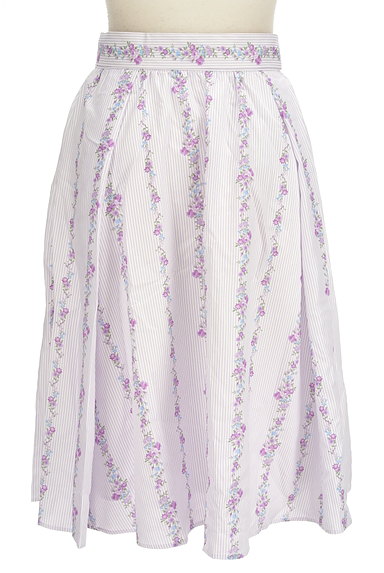LAISSE PASSE（レッセパッセ）の古着「花柄ストライプフレアスカート（スカート）」大画像２へ