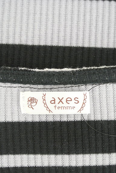 axes femme（アクシーズファム）の古着「刺繍レース襟ボーダーリブニット（ニット）」大画像６へ