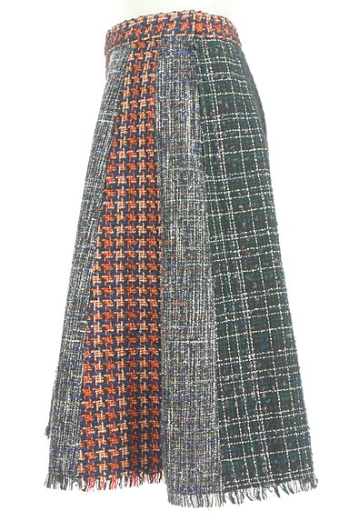 STRAWBERRY-FIELDS（ストロベリーフィールズ）の古着「膝下丈ラメツイード切替フレアスカート（スカート）」大画像３へ