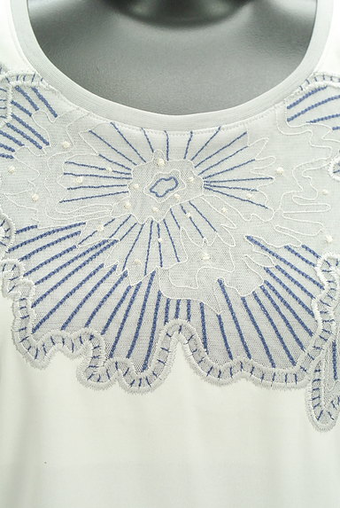 HIROKO BIS（ヒロコビス）の古着「フロント刺繍チュール袖カットソー（カットソー・プルオーバー）」大画像４へ