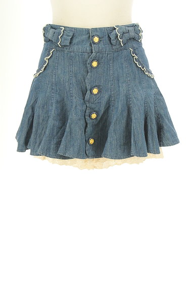LIZ LISA（リズリサ）の古着「裾レースデニムキュロットパンツ（ショートパンツ・ハーフパンツ）」大画像１へ
