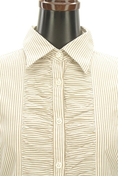 KEITH（キース）の古着「ギャザー切替ストライプシャツ（カジュアルシャツ）」大画像４へ