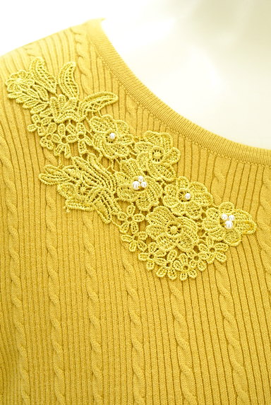 Couture Brooch（クチュールブローチ）の古着「刺繍レースケーブルリブ切替ニット（ニット）」大画像４へ