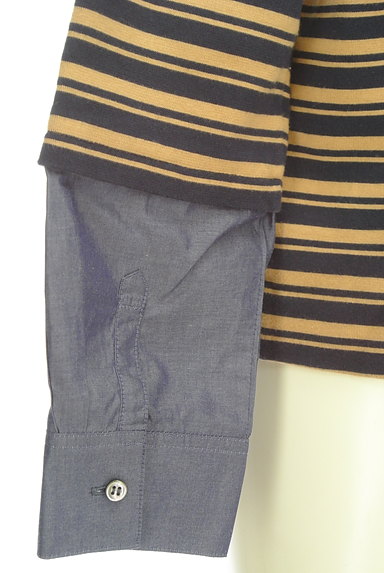 HUMAN WOMAN（ヒューマンウーマン）の古着「レイヤード風袖シャツボーダーカットソー（カットソー・プルオーバー）」大画像５へ