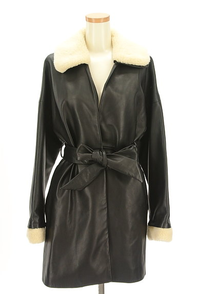 BLACK BY MOUSSY（ブラックバイマウジー）の古着「ファー襟ミドル丈レザーコート（トレンチコート）」大画像１へ