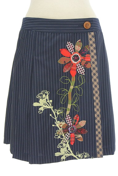 Lois CRAYON（ロイスクレヨン）の古着「花モチーフストライプ柄スカート（スカート）」大画像１へ