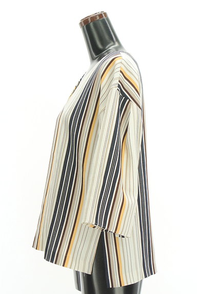 LAUTREAMONT（ロートレアモン）の古着「Ｖネックストライプ柄七分袖カットソー（カットソー・プルオーバー）」大画像３へ