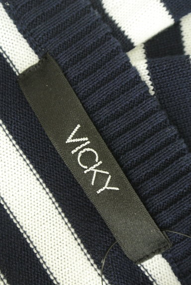 VICKY（ビッキー）の古着「装飾ボタンボーダーカーディガン（カーディガン・ボレロ）」大画像６へ