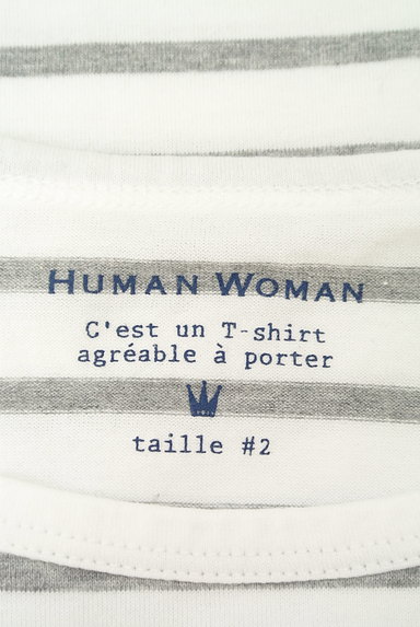HUMAN WOMAN（ヒューマンウーマン）の古着「白×グレーボーダーTシャツ（Ｔシャツ）」大画像６へ