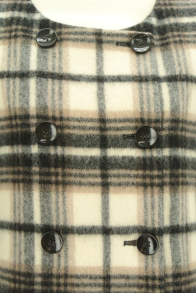 LAUTREAMONT（ロートレアモン）の古着「ノーカラーチェック柄起毛ロングコート（コート）」大画像４へ