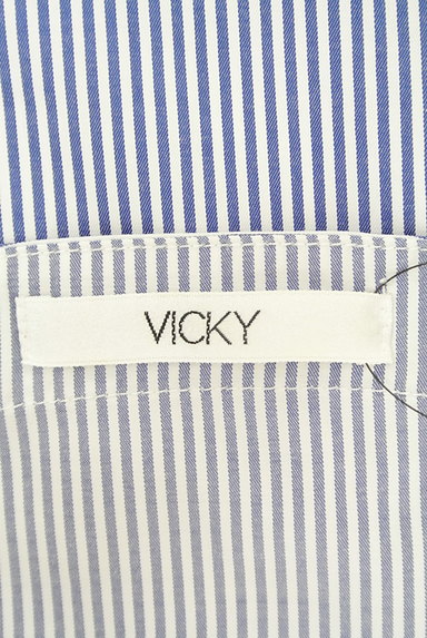 VICKY（ビッキー）の古着「ストライプ柄スカラップカットソー（カットソー・プルオーバー）」大画像６へ