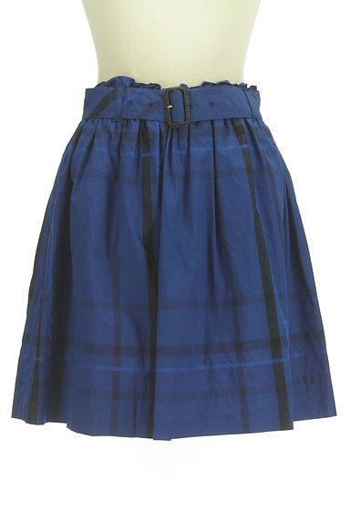 BURBERRY BLUE LABEL（バーバリーブルーレーベル）の古着「ベルト付きチェック柄ミニフレアスカート（ミニスカート）」大画像１へ
