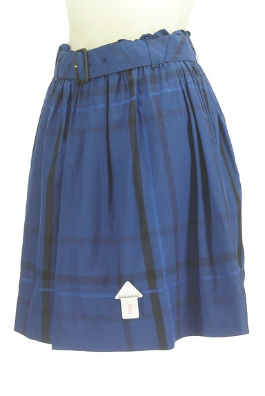 BURBERRY BLUE LABEL（バーバリーブルーレーベル）の古着「ベルト付きチェック柄ミニフレアスカート（ミニスカート）」大画像４へ