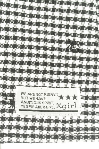 X-girl（エックスガール）の古着「ギンガムチェック×ロゴ刺繍七分袖シャツ（カジュアルシャツ）」大画像５へ