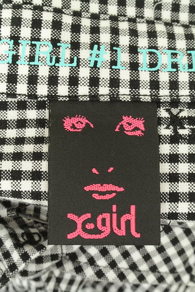 X-girl（エックスガール）の古着「ギンガムチェック×ロゴ刺繍七分袖シャツ（カジュアルシャツ）」大画像６へ