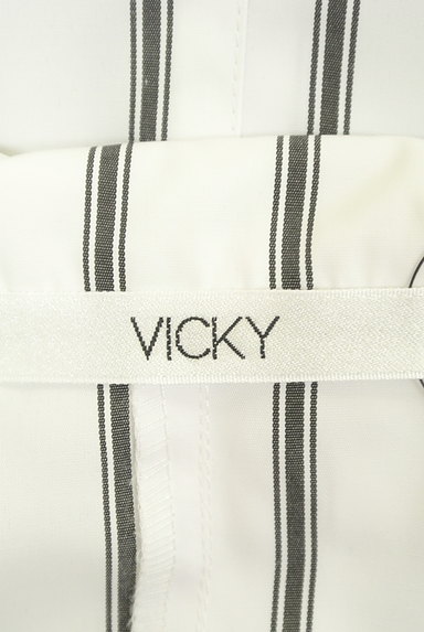 VICKY（ビッキー）の古着「スキッパーカラーストライプ柄ブラウス（カットソー・プルオーバー）」大画像６へ