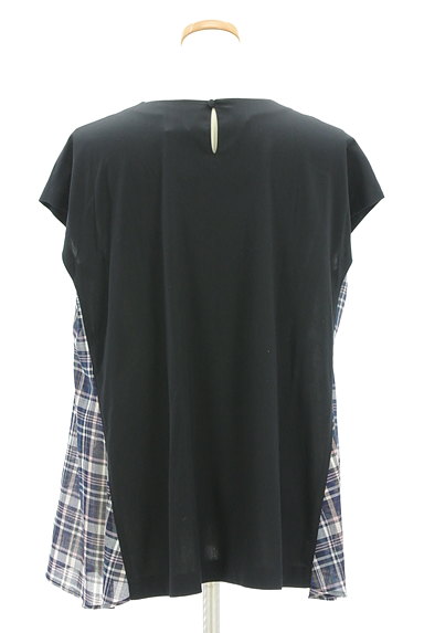 LEILIAN（レリアン）の古着「プリーツ×チェック切替カットソー（カットソー・プルオーバー）」大画像２へ