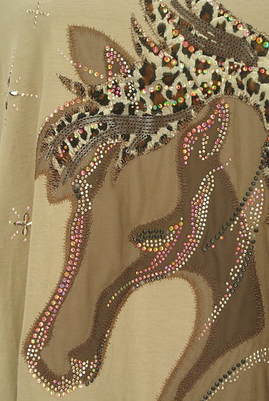 ITALIYA（伊太利屋）の古着「装飾チュール＆刺繍馬デザインカットソー（カットソー・プルオーバー）」大画像４へ