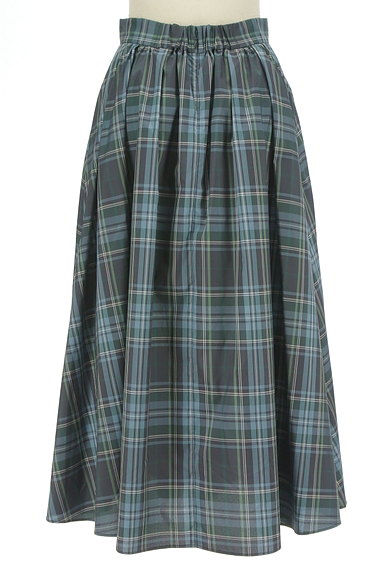 JUSGLITTY（ジャスグリッティー）の古着「チェック柄ギャザーフレアロングスカート（ロングスカート・マキシスカート）」大画像２へ