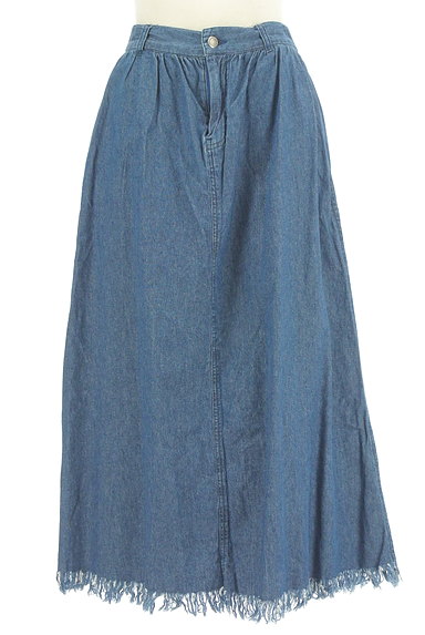 Avan Lily（アヴァンリリィ）の古着「裾フリンジロングデニムスカート（ロングスカート・マキシスカート）」大画像１へ