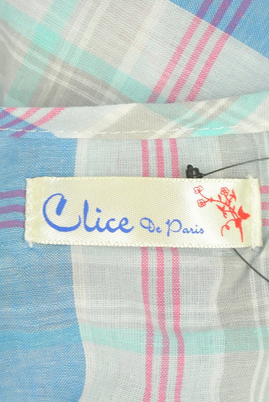Clice de Paris（クリシェドゥパリス）の古着「花刺繍入りチェック柄フリルワンピース（キャミワンピース）」大画像６へ