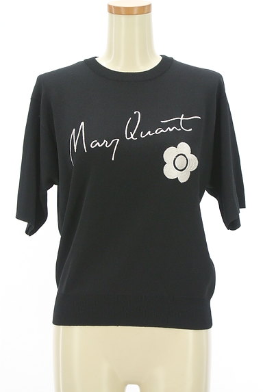 MARY QUANT（マリークワント）の古着「ロゴ＆フラワー５分袖ニット（ニット）」大画像１へ