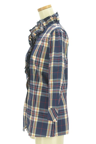 NARA CAMICIE（ナラカミーチェ）の古着「フリルチェック柄７分袖シャツ（カジュアルシャツ）」大画像３へ