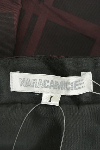 NARA CAMICIE（ナラカミーチェ）の古着「艶チェック柄タックスカート（ロングスカート・マキシスカート）」大画像６へ