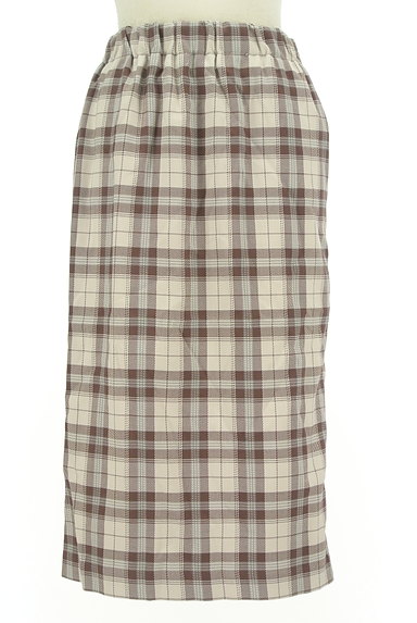 MERCURYDUO（マーキュリーデュオ）の古着「チェック柄ミモレタイトスカート（ロングスカート・マキシスカート）」大画像１へ
