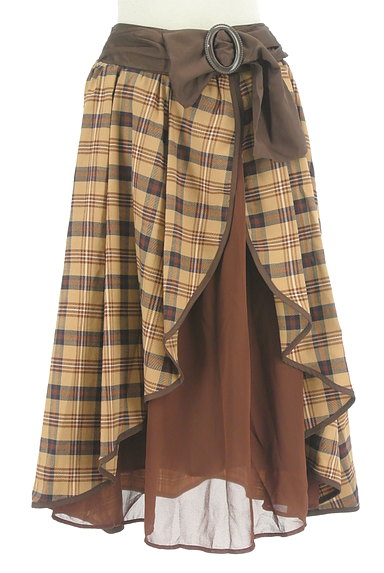 axes femme（アクシーズファム）の古着「ミモレ丈チェック柄フリルスカート（ロングスカート・マキシスカート）」大画像１へ