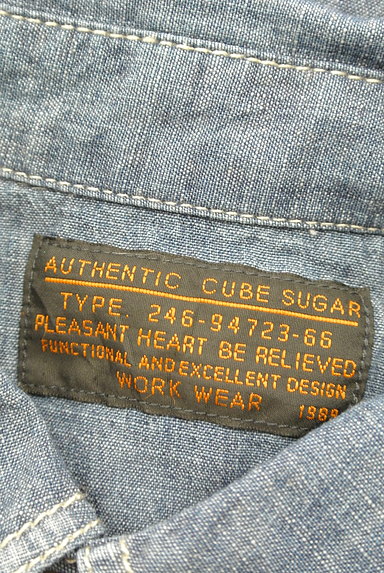 CUBE SUGAR（キューブシュガー）の古着「ウォッシュド加工デニムシャツ（カジュアルシャツ）」大画像６へ