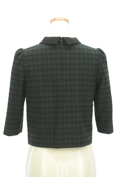 REDYAZEL（レディアゼル）の古着「チェック柄襟付きコンパクト七分袖カットソー（カットソー・プルオーバー）」大画像２へ