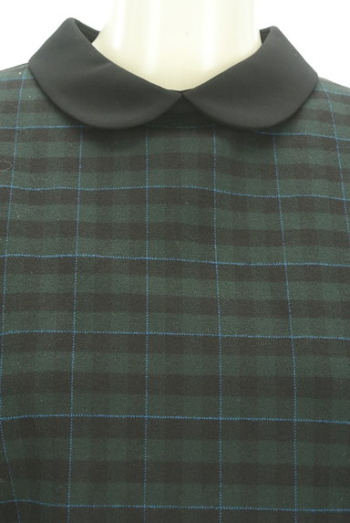 REDYAZEL（レディアゼル）の古着「チェック柄襟付きコンパクト七分袖カットソー（カットソー・プルオーバー）」大画像４へ