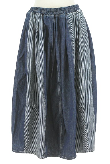 CUBE SUGAR（キューブシュガー）の古着「インディゴ異柄切替スカート（ロングスカート・マキシスカート）」大画像１へ