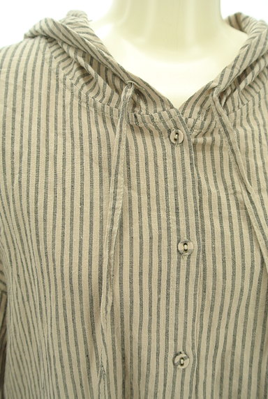 SM2（サマンサモスモス）の古着「ストライプ柄七分袖フーディシャツ（カジュアルシャツ）」大画像４へ