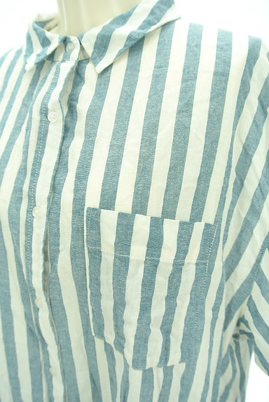 SM2（サマンサモスモス）の古着「ストライプ柄コットンリネンロングシャツ（カジュアルシャツ）」大画像４へ