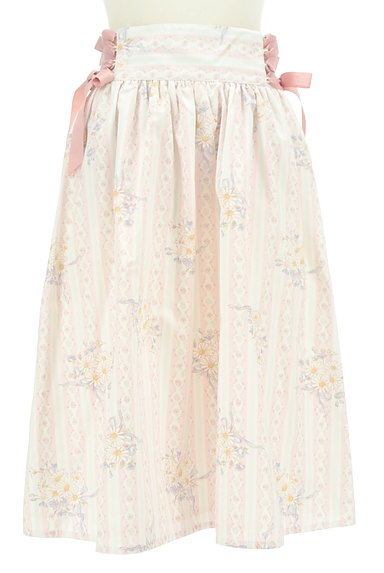 LIZ LISA（リズリサ）の古着「レースアップ膝下丈花柄フレアスカート（ロングスカート・マキシスカート）」大画像１へ