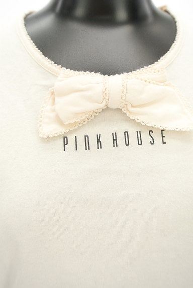 PINK HOUSE（ピンクハウス）の古着「リボンとロゴのシンプルカットソー（カットソー・プルオーバー）」大画像４へ