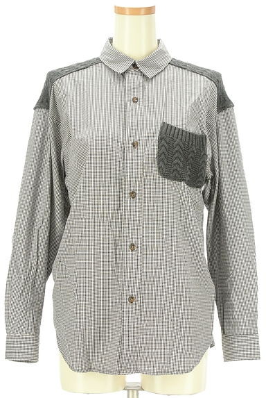 CUBE SUGAR（キューブシュガー）の古着「ケーブル編み切替ギンガムシャツ（カジュアルシャツ）」大画像１へ