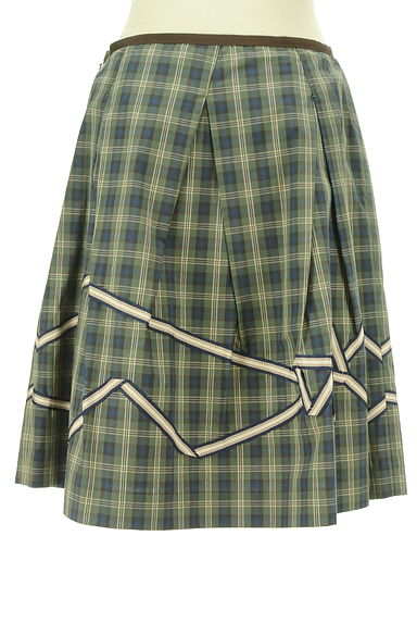 Lois CRAYON（ロイスクレヨン）の古着「ミディ丈リボンテープチェック柄フレアスカート（スカート）」大画像２へ