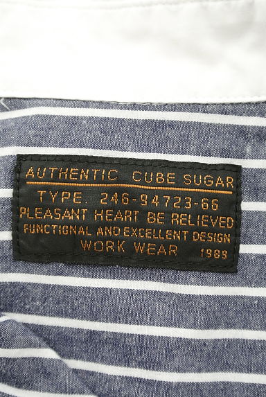 CUBE SUGAR（キューブシュガー）の古着「ストライプ柄コットンシャツ（カジュアルシャツ）」大画像６へ