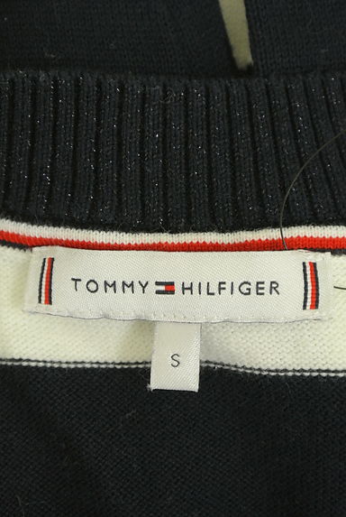 TOMMY HILFIGER（トミーヒルフィガー）の古着「ブランドラメロゴ入りボーダー柄ニット（ニット）」大画像６へ